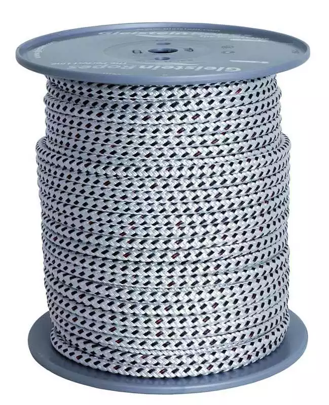 Cordage double tresse Bobine 100M Blanc/Noir Diamètre 8mm 12 fuseaux
