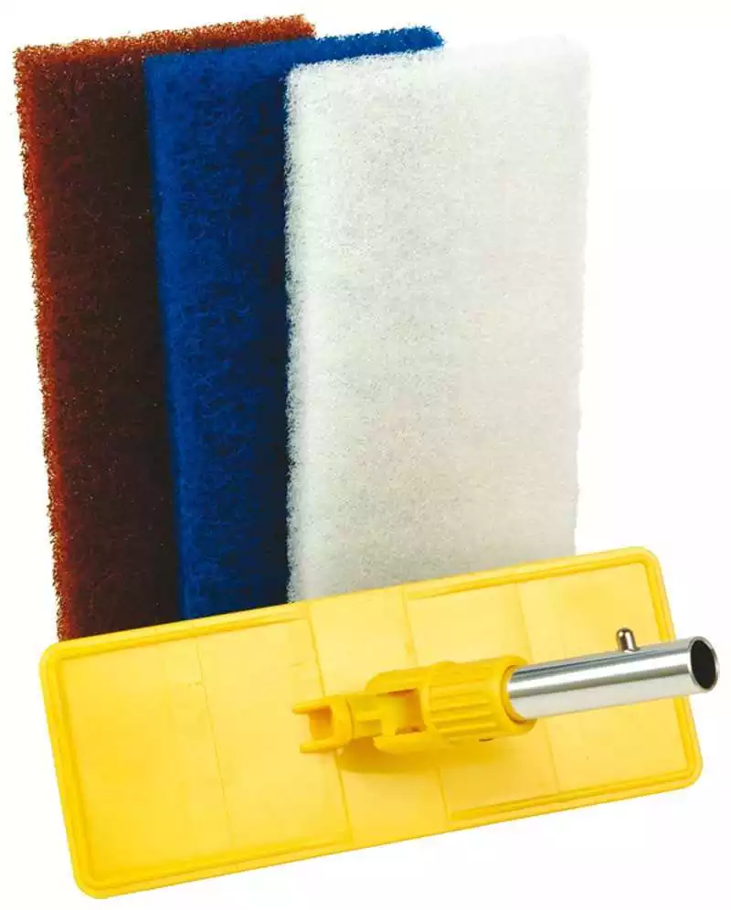 2 Tampons abrasifs 25 x 11 cm Grain moyen Coloris bleu