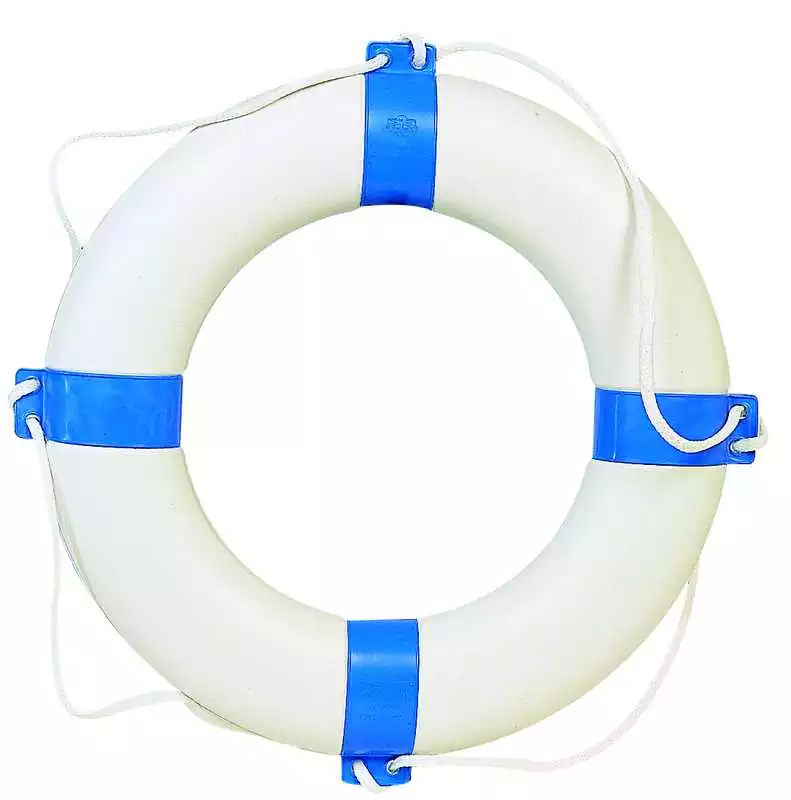 Bouée déco blanche bande bleue diamètre 550mm