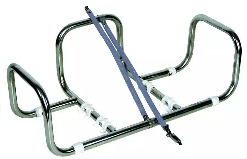 Support inox réglable 44/68mm pour radeau de survie fixation sur pont ou balcon