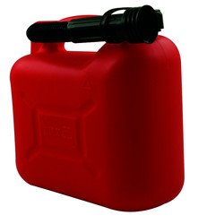 Jerrycan 5 Litres à hydrocarbure rouge en plastique rigide avec bec verseur souple