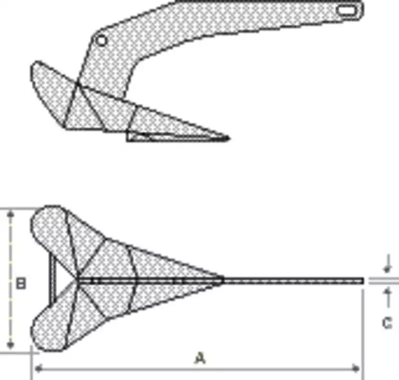 Ancre DELTA galvanisée 10 kg Longueur 620 mm auto-redressable