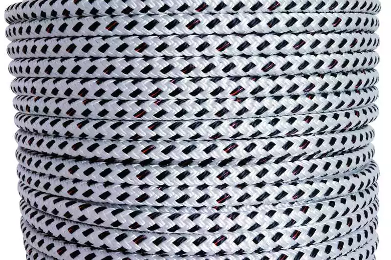Cordage double tresse Bobine 100M Blanc/Noir Diamètre 8mm 12 fuseaux