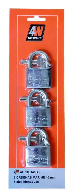 3 Cadenas marin en inox longueur 40mm diamètre anse 6,35mm
