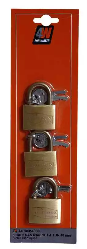3 Cadenas marin en Laiton longueur 40mm diamètre anse 6mm