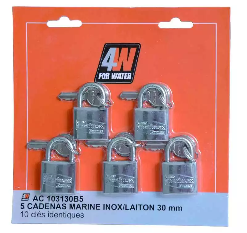 5 Cadenas marin en inox longueur 30mm diamètre anse 5mm