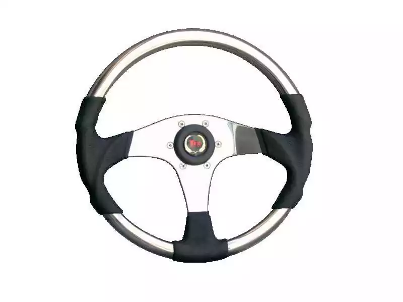 Volant en inox poli MATRIX diamètre 350 mm gainage polyuréthane noir