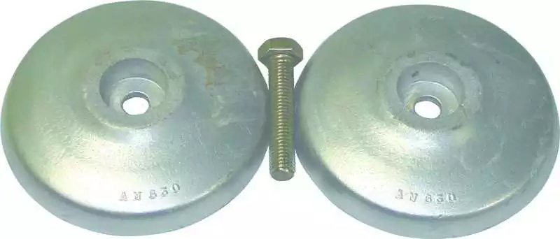 Paire Anode alu gouvernail rosace diamètre 128mm vis de fixation 12 mm