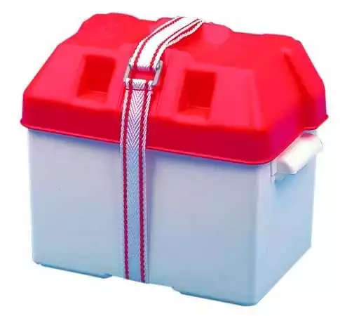 Bac à batterie 190X270X200mm avec couvercle sangle de fermeture et boucle nylon