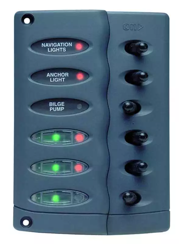 Tableau étanche 6 interrupteurs fusibles automatique Voyants LED