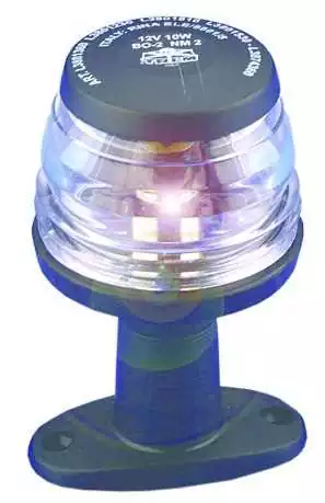 Feu fixe blanc 360 degrés sur arceau ou sur pont Hauteur 110 mm 12V 10 W
