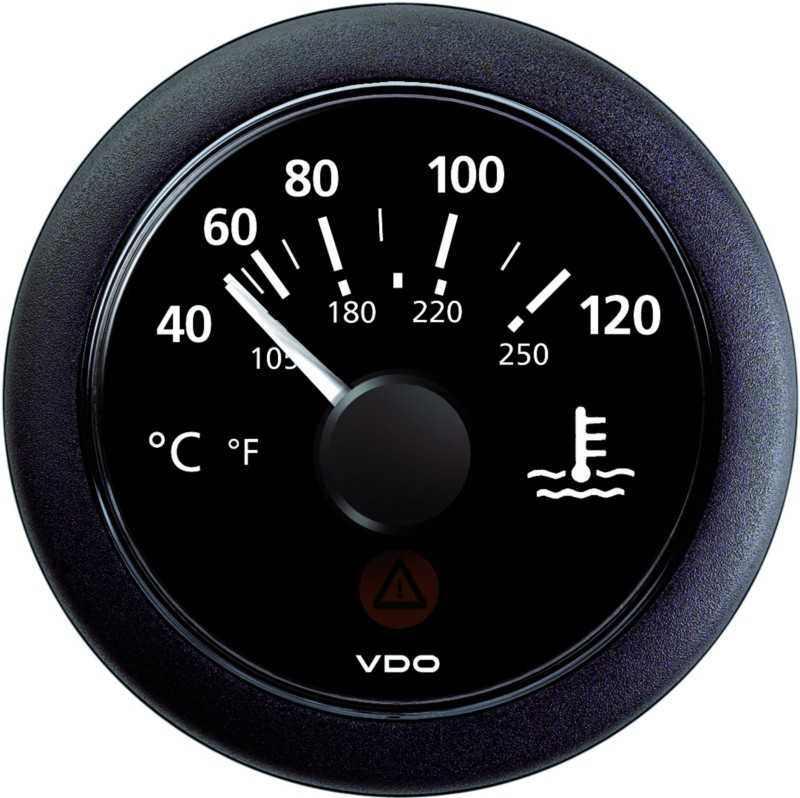 Thermomètre eau diamètre 52 mm 12-24V noir Eau 120°C 250°F refroidissement moteur