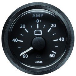 Ampèremètre diamètre 52 mm 12-24V Indicateur 60-0-60A noir