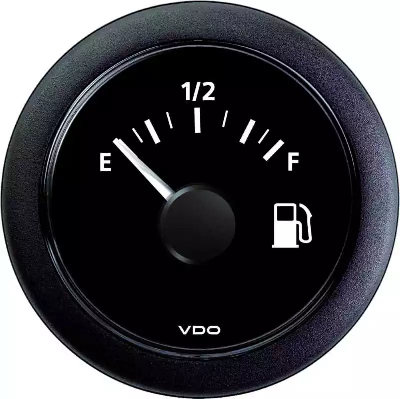 Indicateur de carburant à levier 12-24V fond noir cercle rond noir percage 52 mm