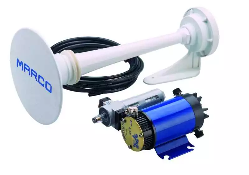 Klaxon sifflé air blanc 12V 20A 123 dB 315Hz Longueur 460mm électropneumatique