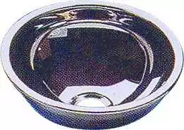 Lavabo rond en inox poli diamètre 293 mm avec bonde pour tuyau diamètre 25 mm