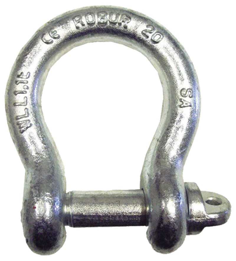 10 Manilles lyres galvanisées 8mm hauteur intérieure 32mm estampillée charge 200Kg