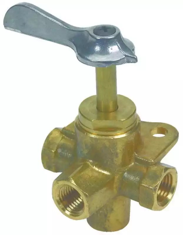 Robinet laiton 4 voies 4 x 1/4 pouces NPT mâle 1 entrée 3 sorties