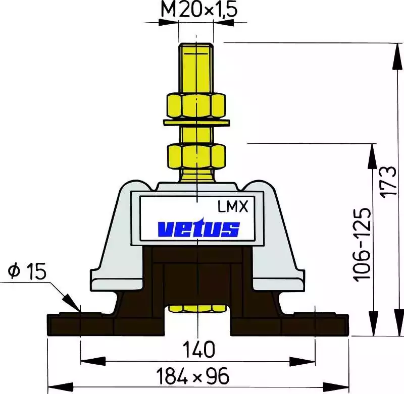 Support moteur LMX140 Entre 70 et 350 KW Charge maxi 140 kg