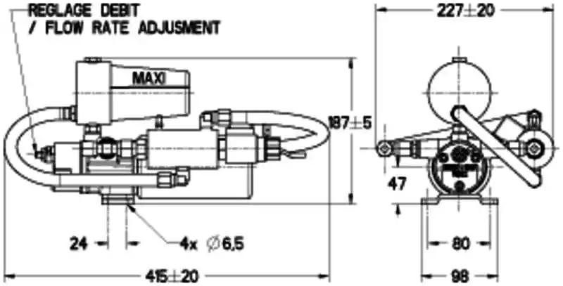 Verin linéaire hydraulique Groupe RV2 ST BP 12V NEWAVE montage extérieur