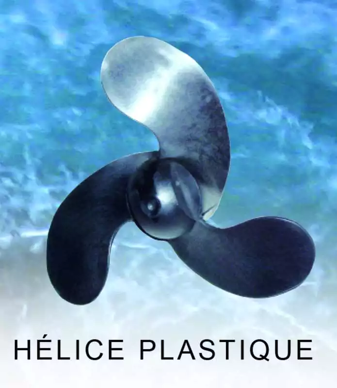 Hélice plastique 2,5-3,5CV 3 pâles Tohatsu Mercury Mariner diam 7-1/4X6 Rotation D 2.5, 3.3cv 