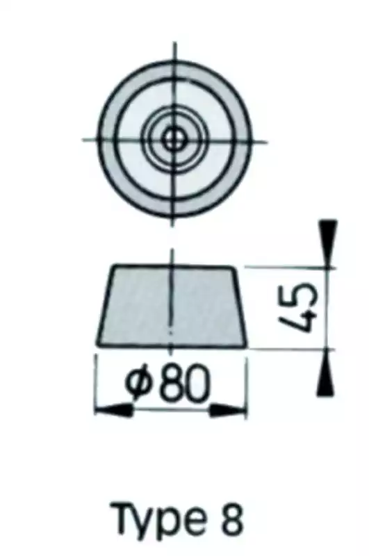 Anode zinc type 8 Vetus diamètre 80mm 1kg