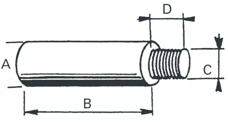 Anode bougie BUKH diamètre 12mm Longueur 35mm