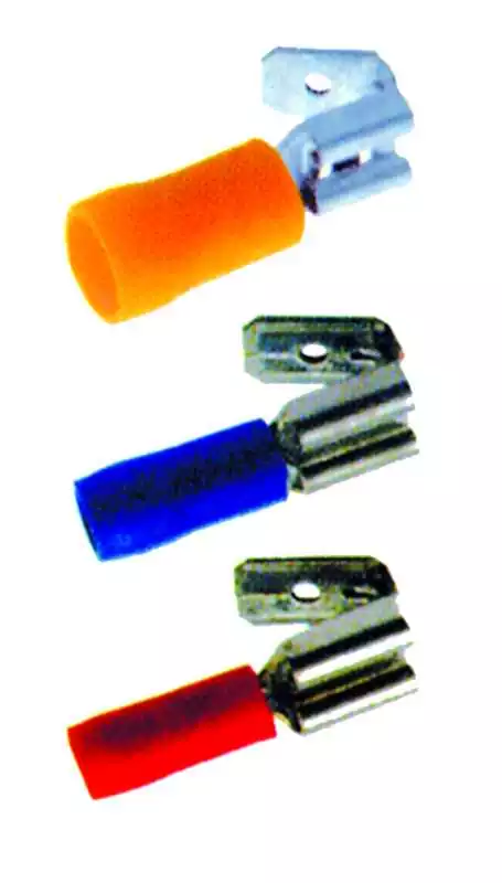 100 Fiches femelle dérivation jaune 6,3X0,8mm section câble 4-6mm²