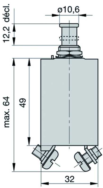 Disjoncteur thermique 90A fixation collerette filetée bornes à vis M6