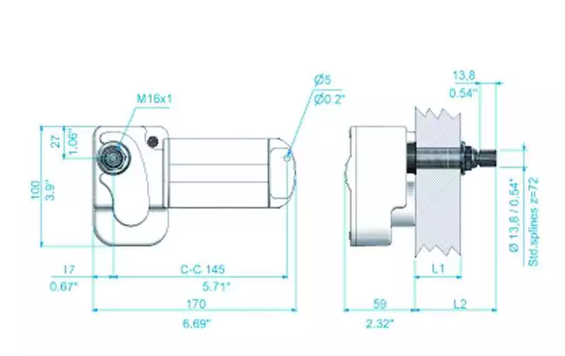 Moteur essui glaces 12V W12 Axe diamètre 13.8mm Epaisseur cloison 42mm
