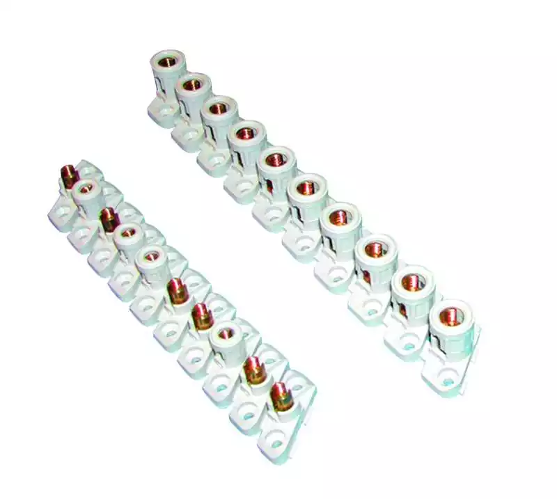 Barrette de 10 bornes anticisaillantes 2 x 16mm2 divisibles en plusieurs éléments