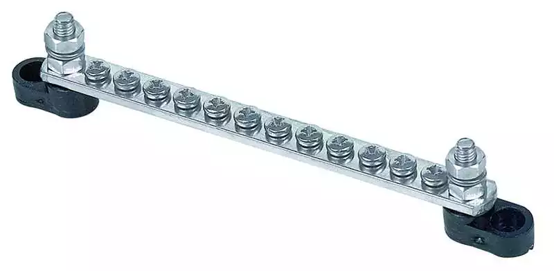 Barrette de raccordement 100A en laiton étamé 2 entrées 6mm et 6 sorties 4mm