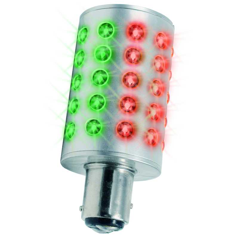 Ampoule 50 LED BAY15D verte et rouge