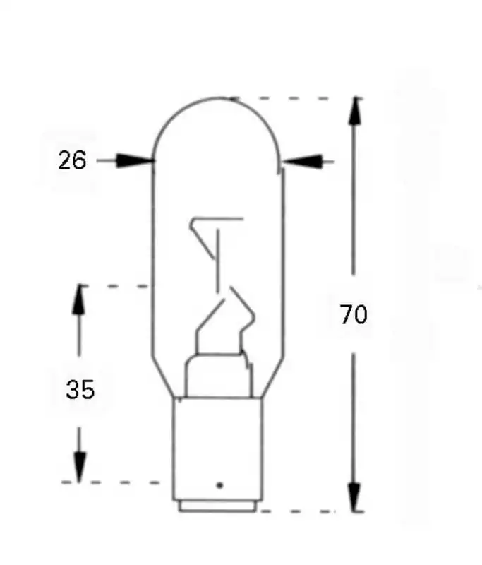 Ampoule cylindrique 12V 10W Culot/Dimensions BAY 15d