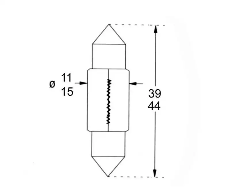 2 navettes 24V 10W Dimensions 11X44