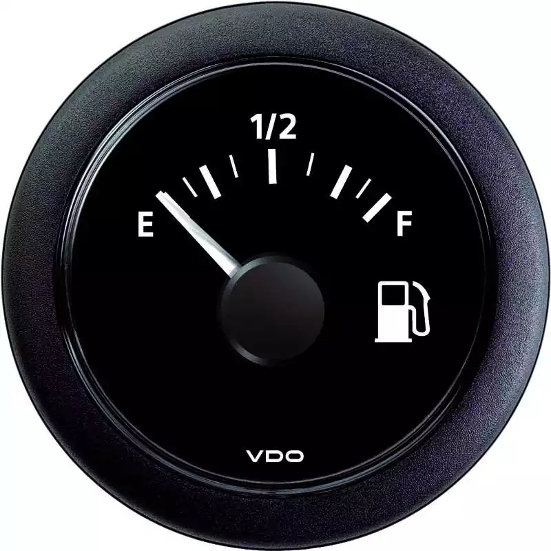 Indicateur de carburant tubulaire 12-24V fond noir cercle rond noir percage 52 mm