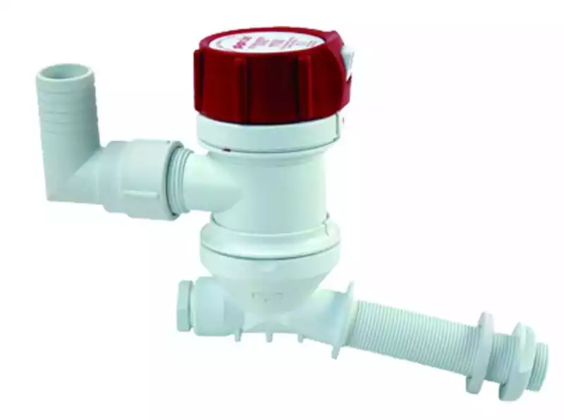 Pompe Rule pour viviers 12V 405C 3785L/H 69 L/min sortie coudée 29mm