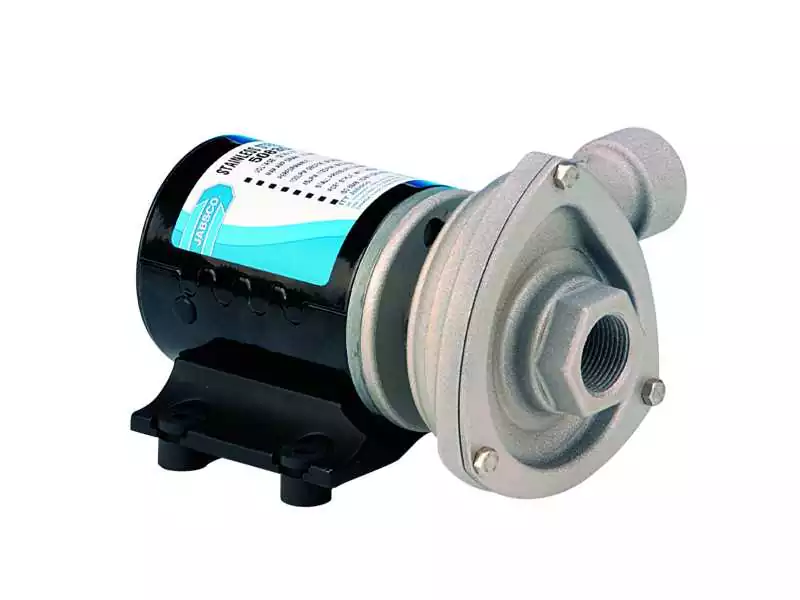 Pompe centrifuge Cyclone 24V 5A corps en inox débit max 110 L/mm raccords 3/4"