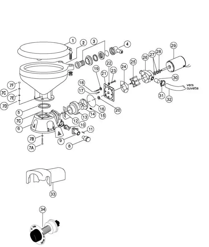 Kit joints avec visserie cuvette modèle 29090 JAB29047-0000 wc manuel