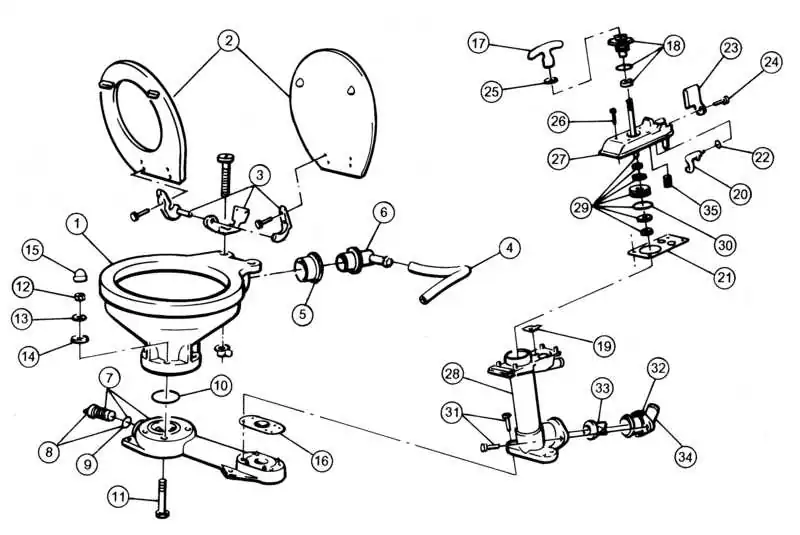 Charnières pour WC manuel Twist'n'Lock Compact petit modèle la paire
