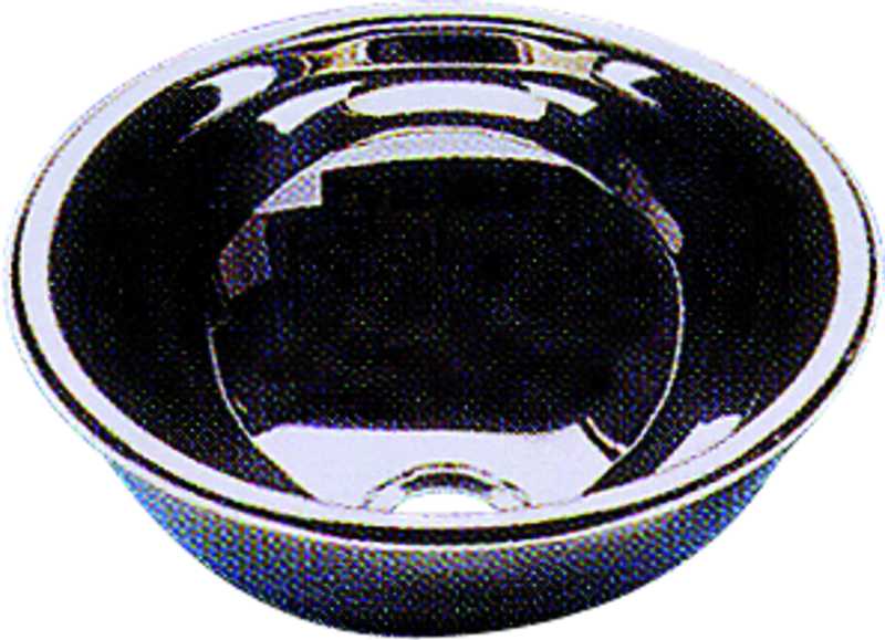 Lavabo rond en inox poli diamètre 335 mm sans bonde pour tuyau diamètre 25mm