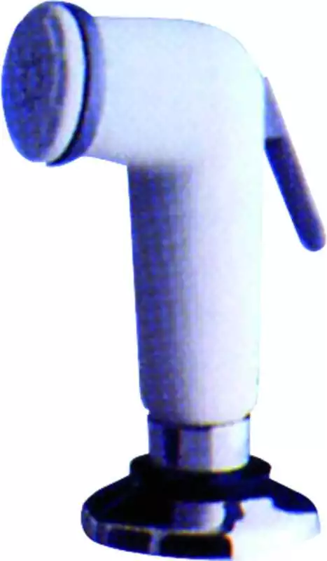 Douchette blanche collerette support fournie flexible 3 m