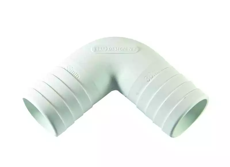 Raccord coudé 90 degrés Male Male 38/38 mm blanc