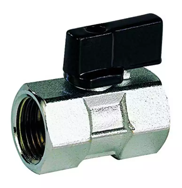 Vanne 1/4 tour 2 voies mini levier femelle femelle diamètre 1/4" diamètre 8 x 13mm laiton chromaté