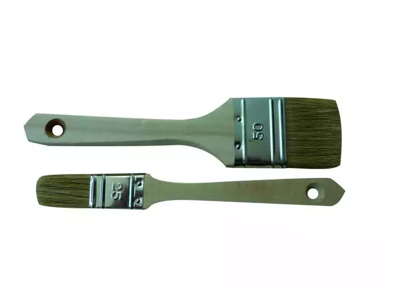 Pinceaux à laquer 40mm pures soies blanches tirure moyenne manche bois naturel