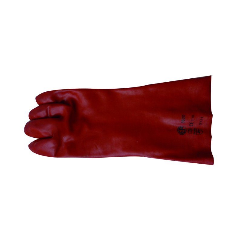 Paire de gants PVC rouge taille 10 manipulation de produits chimiques