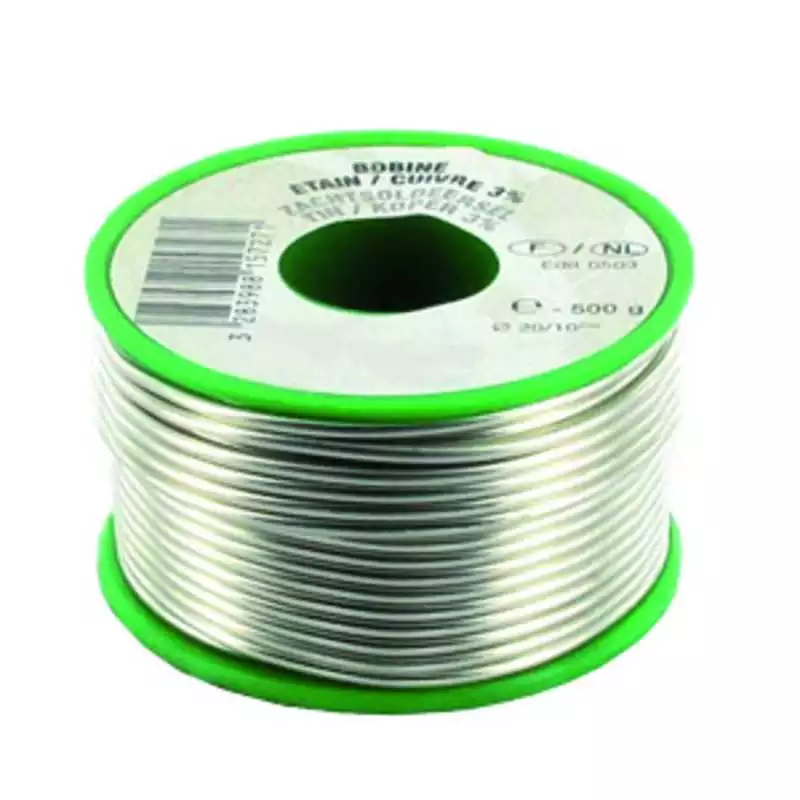 Bobine d'étain 500g 2mm soudures d'étain à âmes décapantes 40% 20/10