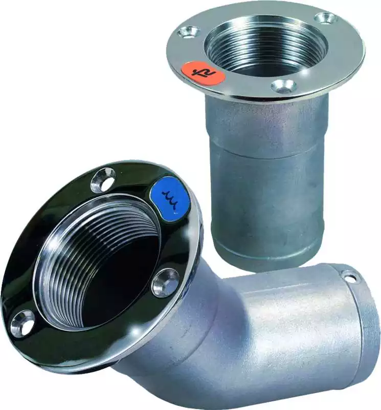 Nable inox Corps de nable coudé 45° pour durite diamètre 50mm sans bouchon