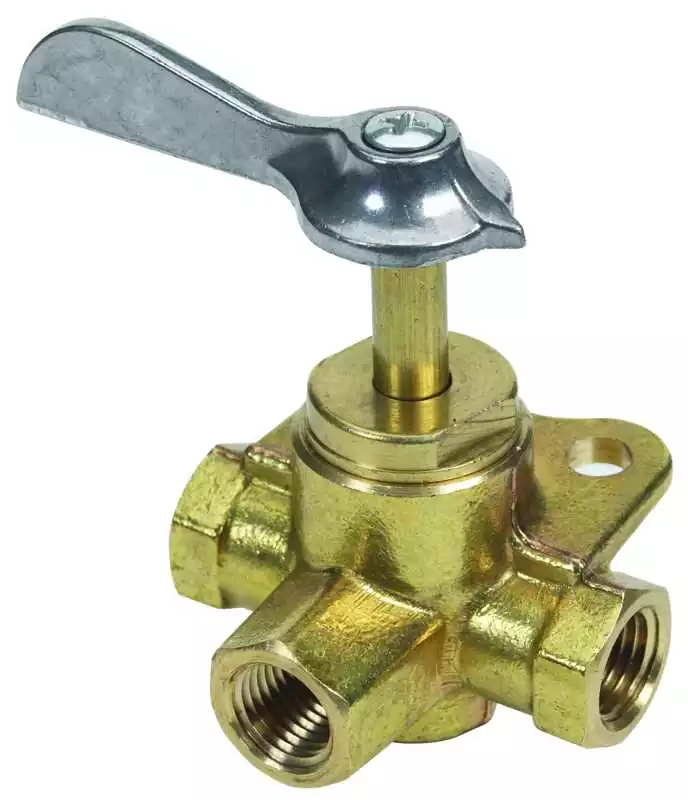 Robinet laiton 3 voies 3/8 pouces NPT mâle 1 entrée 2 sorties