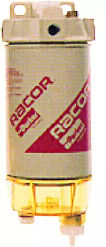 Filtre séparateur gasoil débit max 170 L/H RACOR 1 entrée et 2 sorties